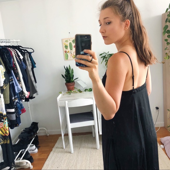 Silky Black 90s Midi Tank Dress - Picture 4 of 8